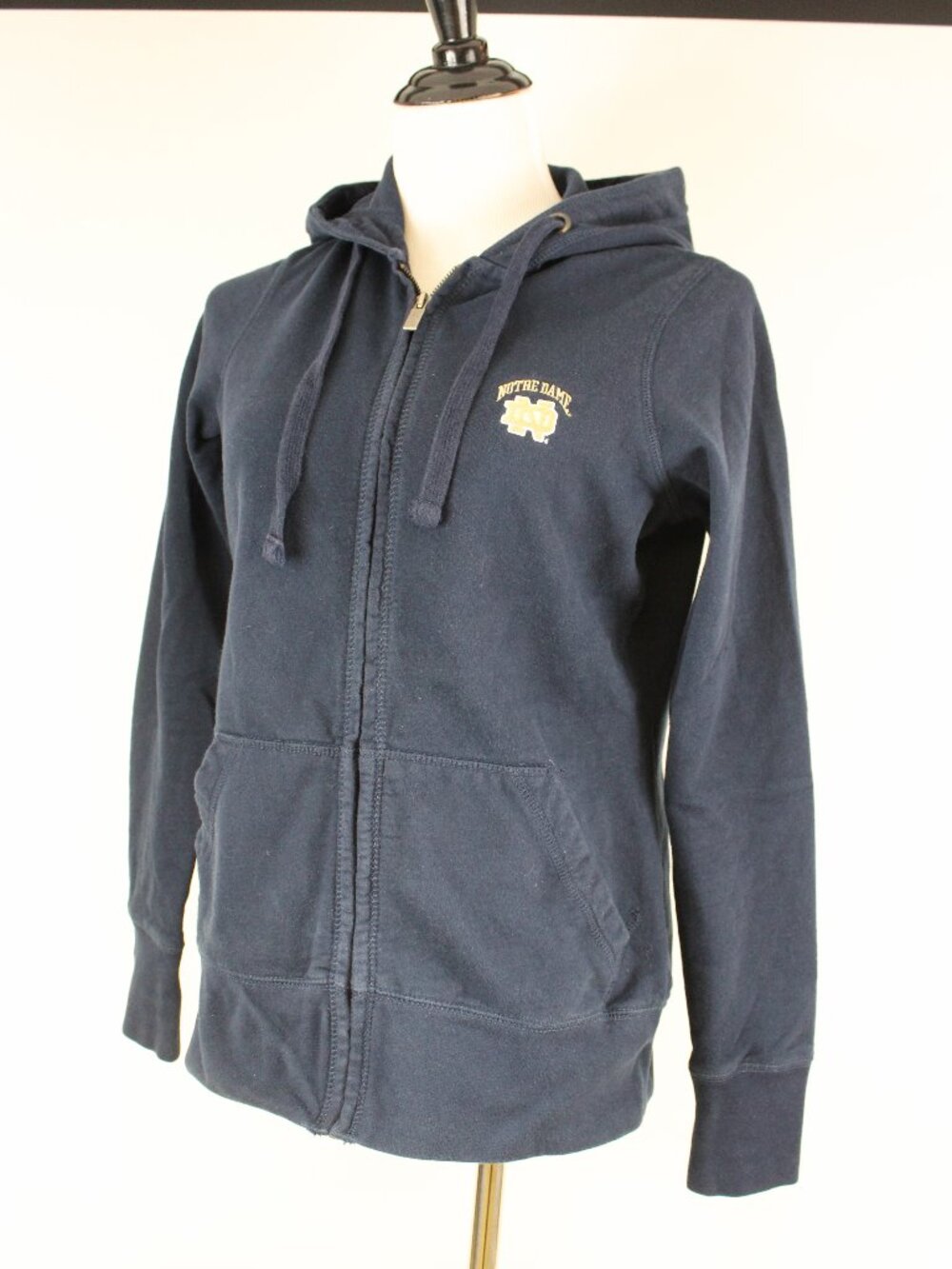 Notre Dame Zip Up Hoodie Womens Medium Navy Blue Fighting Irish Preppy Athleisur